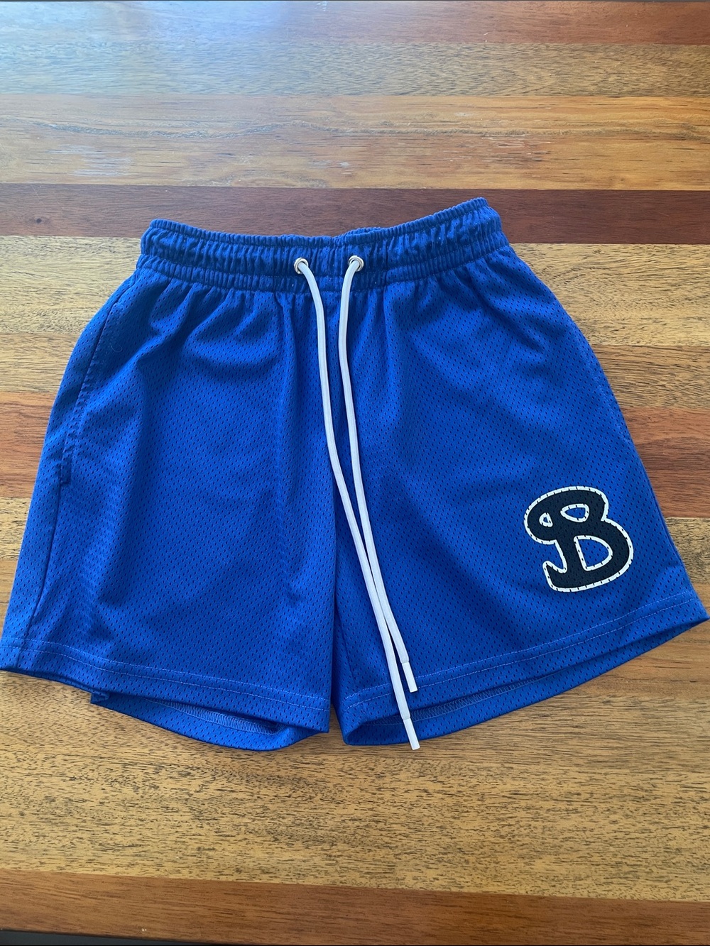 Men’s BKTSQD Blue Athletic Mesh Shorts with Drawstring